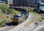 CSX 7209 leads train L619-19 around the curve at Raleigh tower